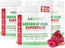 GOBIOTIX Super Greens și Reds Pulbere - Superfood roșu și verde - Supliment probiotic - Enzime digestive și pudră de sfeclă - Alimente organice întregi Supliment alimentar (Pom Raspberry, 3 Pack)