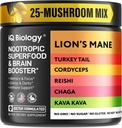 Kava Kava Root Cordyceps Lions Mane Reishi Mushroom Supplement, Nootropic Ciuperci Capsule Kava Kava Extract, Moshroom Vitamine pentru femei, Ashwagandha, Magneziu - 60 Caps (1 ambalaj)