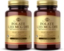 Solgar Folate 1,333 mcg DFE (Metafolin 800 mcg) - 100 comprimate, Pachet de 2 - Vitamină prenatală - non-GMO, Gluten Free, Dairy Free, Kosher - 200 Serviri totale