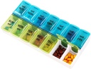Weekly Pill Organizator Dispenser, 2 ori pe zi, One-Side Open Pilula Box 7 Ziua Planificator Medicina pentru Ușor de umplere, AM PM Pilula caz pentru vitamine, medicamente, suplimente, uleiuri de pește, albastru + verde