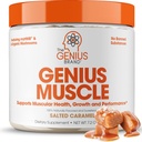 Genius Brand Genius Muscle - Muscle Health Supplement for Growth, Endurance & Recovery - Non-Hormonal Formula - 6 Ciuperci organice - natural-Sweetened - 30 Serviri - Caramel sarat