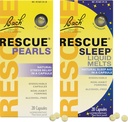 Stress & Sleep Bundle, Bach RescUE Pearls, Natural Stress Relief [și] RESCUE Sleep Liquid Melts, Natural Sleep Aid - 2-Pk, Homeopatic Flower Essence