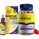 RESCUE Nighttime Sleep Aid Bundle, 3Pk - Bach Sleep Kids Dropper, 10ml Sleep Liquid Melts, 28Ct Plus Sleep Gummies cu 5mg Melatonină/doză, 60Ct