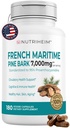 Extract de scoarță de pin maritim francez 7000 mg cu 95% Proanthocyanidins pentru circulatie, sanatate cardiaca, piele, suport cognitiv - 20:1 Ratio & 180 Capsule vegetale - non-GMO, gluten-free, Vegan-Friendly