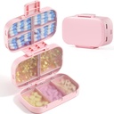 MEACOLIA Triplu-Folding Pilula Organizator, 9 Compartimente Pastile de călătorie Caz cu capacitate mare, Zilnic Pilula cutie mic recipient pentru vitamina, Cod Ulei de ficat, Suplimente (Pink)