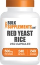 BulkSupplements.com Capsule Red Yeast Rice - Red Yeast Rice Supplement, Herbal Supplement - Vegan, 1 Capsule per Serving, 240 Veg Capsule (Pachet de 1)