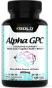 Alpha GPC Choline 600mg, 99% Nootrop Pure Supliment, 120 Capsule Veggie, Cognitive Enhancer for Memory, Brain Health & Focus