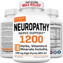 Neuropatie Suport Supliment cu 1200 mg HP-99 Acid lipoic Alpha - Concentrație maximă ALA Nervi Formula pentru picioare Degetele picioarelor - Ultra Pottent 18 în 1 Vitamine ale nervilor periferici naturale - 180 capsule