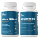 Dr. Tobias Vegan Omega 3 Algae Oil și capsule Ashwagandha, susține reziliența, Immune Health, și Global Wellness, Non-GMO, Vegan