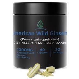 Holistic Bin Wild American Ginseng Capsule Pure Organic Ginseng Suplimentul Made with Wild Harvested 20+ An vechi rădăcini din Appalachia (Panax Quinquefolius)