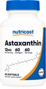 Nutricost Astaxantină 12mg, 60 Softgels - non-GMO și gluten gratuit (2 lună de aprovizionare)