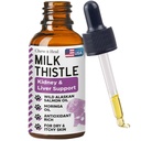 Milk Thistle pentru câini de sprijin pentru ficat - 2 oz lichid lapte Thistle Supliment pentru suport rinichi și ficat - cu ulei de somon sălbatic Alaska și ulei de Moringa - Made in USA