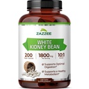Zazzee White Rinichi Bean 10:1 Extract, 1800 mg per Serving, 200 capsule Vegan, peste 2 luni de aprovizionare, Standardizat, concentrat 10X Extract, 100% Vegetarian, All-Natural și non-GMO, Made in the USA