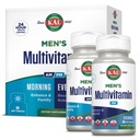 KAL Men's Multivitamine AM/PM, Antioxidants Supplement, Muscle, Immun, Electrolyte Balance, Global Wellness Support, Made Without OMGs and Soy, Vegan, 30 Servings, 120 Tablets