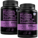 12-in-1 Melatonina capsule de somn - Ajutoare de somn naturale pentru adulți cu Melatonina 5mg și magneziu Glycinate 500mg, Ajutor de somn cu Ashwagandha, L Theanin, Root Valerian, GABA, 5-HTP (90ct, Pachet de 2)