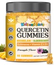 Querbetin cu Bromelain Gummies pentru copii & Adulți - Immune & Sezonier Wellness Support, 800mg Querbetin Gummies cu Bromelain, Zinc, Elderberry, Vitamina C & D3 - Sugar Free, Ananas Flavor, 60 Ct