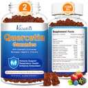 2 Pack Querbetin cu Bromelain Gummies, Querbetin cu vitamina C Zinc & Elderberry pentru sistemul imunitar & Alergie, Chemable & Vegan Gummies, mixt Berry Flavor 120 Cts