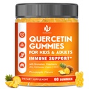 Sugar Free Querbetin cu Bromelain Gummies pentru copii si adulti - Imun, Antioxidant, Suport Sezonier, 1000 mg Querbetin Suplimente cu Bromelain, Zinc, Elderberry, Vitamina C D3 E, Vegan, 60 Conte