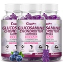 3 Pachete 3000MG Glucosamină Chondroitin Gummies, supliment suplimentar de suport comun cu MSM & Elderberry, flexibilitate, suport imun antioxidant Gummy pentru adulți, bărbați și femei 180Cts