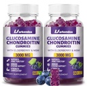 2 Pachete 3000MG Glucosamină Chondroitin Gumies cu MSM & Elderberry Extra Putere - Suport comun, Suport imun antioxidant pentru adulți, Bărbați și femei - 120 Gume de afine