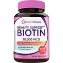 Retete de doctor Biotin 10.000mcg, vitamina B7 de mare potenta pentru par, Skin & Nail Support, Non-GMO, Optimal Solutions Vitamina de par cu Biotina, pentru femei si barbati, 120 Softgels