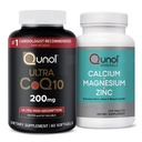 Qunol CoQ10 200 mg Softgels, Ultra mare absorbţie Coenzime Q10 Suplimente - 2 Luna alimentare - 60 Conte de magneziu 3 în 1 comprimate cu calciu, magneziu & zinc, 270 Conte