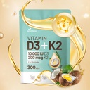 VivoNu Vitamina D3 K2 10000 UI cu MK7-300 Virgin ulei de cocos Softgels, 2 în 1 Vitamine D & K Complex 