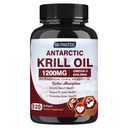 Krill Oil 1200mg, Antarctic Krill Omega 3 Supliment cu EPA, DHA, Astaxantina & Fosfolipide pentru inima si creier si sanatate comuna, No Fishy Aftergust,120 Softgels (60 Servings)