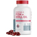 Bronson Omega-3 Fish + Krill Oil 1000 MG EPA DHA Astaxantină premium Blend - Joint, Brain & Eye Health - Non OMG, Heavy Metal Testat, 120 Softgels