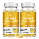 M inch Vitamina D3 K2 Gummies, Vitamina D3 10000UI, K2 (MK-7) 200mcg, 6-in-1 Vitamina D3 con K2 Suplimentul cu Omega-3 pentru femei și bărbați - Oase, Teeth & Immune Support, Zahăr liber, 2 Pack