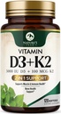 D3 K2 Vitamina - Vitamina D3 5000 UI Per Softgel - Supliment de vitamina D3 de înaltă potenţă - 2-in-1 Complex Vitamina D & Vitamina K2 (MK7) - Ușor de înghițit, Suport osos și imun - Sticlat SUA - 120 Softgels