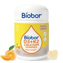 Biobor Vitamina D3 K2 Gummies cu calciu, 2000 UI D3 & 200 mcg K2(MK-7) & 200 mg Calciu, fără zahăr adăugat, susține oase sănătoase și sănătate imună, gluten gratuit, OMG-uri gratuit, galben piersic, 60 Conte