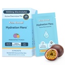Feel Goods Hydration Hero, 1000 mg Electrolytes Powder, Sugar Free, Magneziu, Organic Aloe Vera, L Theanine, Vitamina C & B12, Keto, Vegan, Electrolyte Packets, Passion Fruit Punch, 15 Count