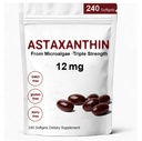Astaxantină 12mg, Premium Astaxanthin Antioxidant Suplimente cu activitate antioxidantă, Suporturi ochi, Imun, Skin Health, Circuulație internă-240 Softgels