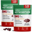 2Pack Astaxanthin Suplimente 12mg - Premium Astaxantină pentru ochi, creier, Skin & Suport imun, Microalgae Sursa, 240 Softgels