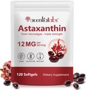 AIQIUSHA Astaxanthin Suplimente 12mg cu ulei de cocos, 120 Softgels, 4 luni de aprovizionare 
