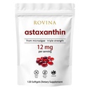 Rovina Astaxanthin 12 mg Softgels • Antioxidant natural puternic pentru a sprijini confortul ochilor, Vitalitatea pielii și sănătatea imună • Gluten gratuit • 120 cereale