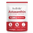 Premium Astaxanthin Suplimente 12mg 120 Softgels, Astaxanthin Antioxidant Supliment pentru ochi, piele, comun, creier, Microalgae proaspete Sursa pentru inima si sistemul imunitar Sănătate