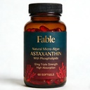 Fable Astaxanthin 12 mg cu fosfolipide - 5X Absorbție, Micro-Algae natural sursa de antioxidant pentru piele, ochi & Heart Health, 60 Conte