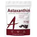 Astaxantină 12mg, Triple Putere Vitamine ale pielii pentru femei cu activitate antioxidantă,Suporturi Imune, Piele, Eye & Joint Health, Promote Circulație internă, Aroma de ciocolată,120 Serviri
