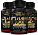 FREZZOR Astaxanthin Negru cu UAF1000+ Super Antioxidant, Suporturi Inima, Eye & Brain Health, Anti-Aging Skincare & Cellular Protection, 12mg Astaxanthin per Serve, 180 Softgels, 3 Luna de aprovizionare