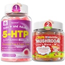 LILICARE Bundle: Mushroom Lions Mane + Saffron + Algae Omega-3 Gume + 5HTP Gummies pentru copii și adulți