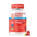 SmartyPants Copii Zero Gume multivitamine de zahăr: Omega-3, Vitamine D, C, A, Bazat pe plante, Gluten gratuit, Aroma de banane de căpșuni, 60 Conte (30 zile de aprovizionare)
