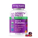SmartyPants Organic Toddler Multivitamine Gumries: Probiotice, Omega 3 (ALA), Vitamina D3, C, Vitamina B12, B6, A, K & Zinc, Beta Caroten, Gluten gratuit, Trei arome de fructe, 60 Conte (30 zile de aprovizionare)