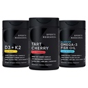 Sports Research® Multivitamine Pack w/CherryPure® Tart Cherry Fruit Complex 800mg, Vitamina D3 5000iu + K2 100mcg, și Alaskan Omega-3 Ulei de pește 1250mg - Non-GMO · Zahăr-Free · Gluten-Free