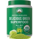 Vârful de performanță Greens organice Superfood Powder. Cel mai bun Super Greens Tasting pulbere cu 25+ ingrediente organice pentru energie Max și performanță sportivă. Vegan Keto Green Juice Bea zilnic
