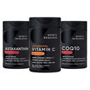 Sports Research® Antioxidant Pachet de suport - supliment de vitamina C lipozomal de mare potenta 1000mg + Coenzima Q10 100mg + Rezistenta tripla Astaxantină 12mg g/Organic Ulei de cocos