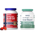 Krill ulei Omega 3 Supliment 1000mg și lapte Thistle ficat Detoxifiere Supliment 400mg, 2 ambalaj