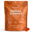 Savanna Skin Tanning Gummies, cu vitamina C & E, Astaxantin, Beta Caroten, Skin Radiance & Hydration for Natural Looking Glow, Bronzing, Non-GMO, Vegan & Sugar Free - 60 Count (1)