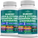 NOU AGE EYE Health Vitamine cu Bilberry 300mg Lutein & Zeaxanthin 40mg Licopen 40mg Resveratrol 100mg Seminte extract 200mg Astaxanthin - ochi Vitamina -120 Conte